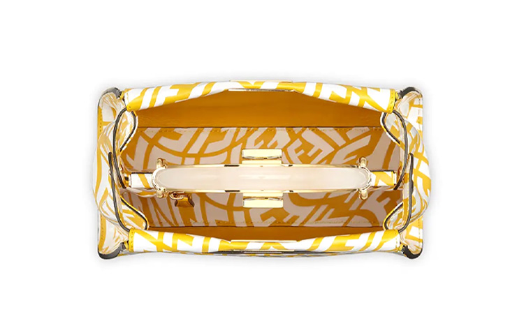 FENDI Peekaboo Calfskin Handbag, Shoulder Bag, Crossbody Bag Mini Women's Yellow — фото 4