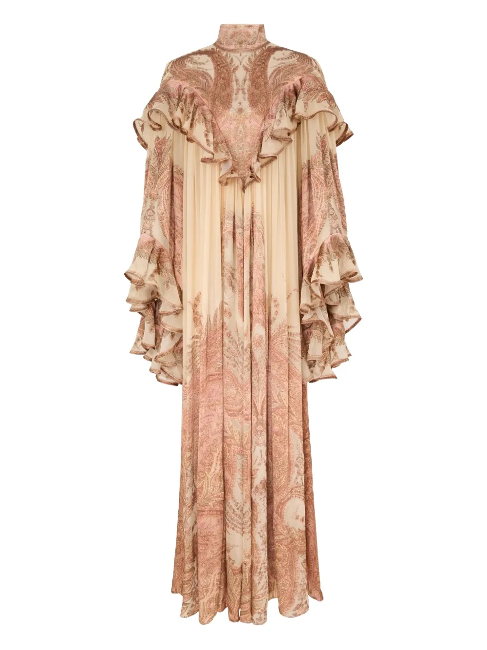 

Макси-платье с оборками и выжженным узором «пейсли» Zimmermann, коричневый