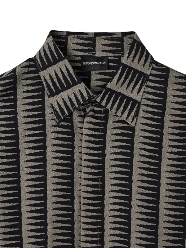 Полосатая рубашка с длинными рукавами Emporio Armani, черный — фото 3
