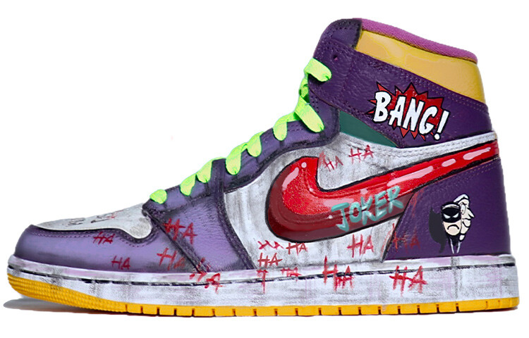 

Кроссовки Air Jordan 1 Vintage Basketball Shoes Unisex High-Top Purple/yellow/red, Коричневый, Кроссовки Air Jordan 1 Vintage Basketball Shoes Unisex High-Top Purple/yellow/red