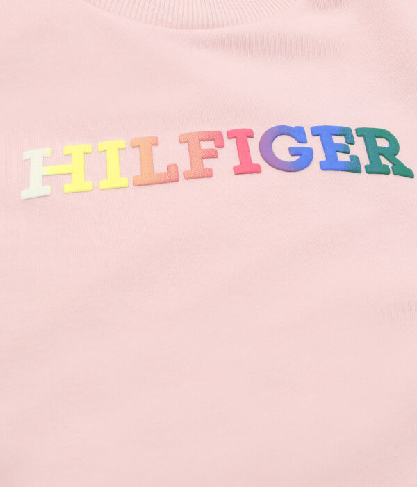 Свитшт детский Tommy Hilfiger с разноцветным логотипом, розовый — фото 3