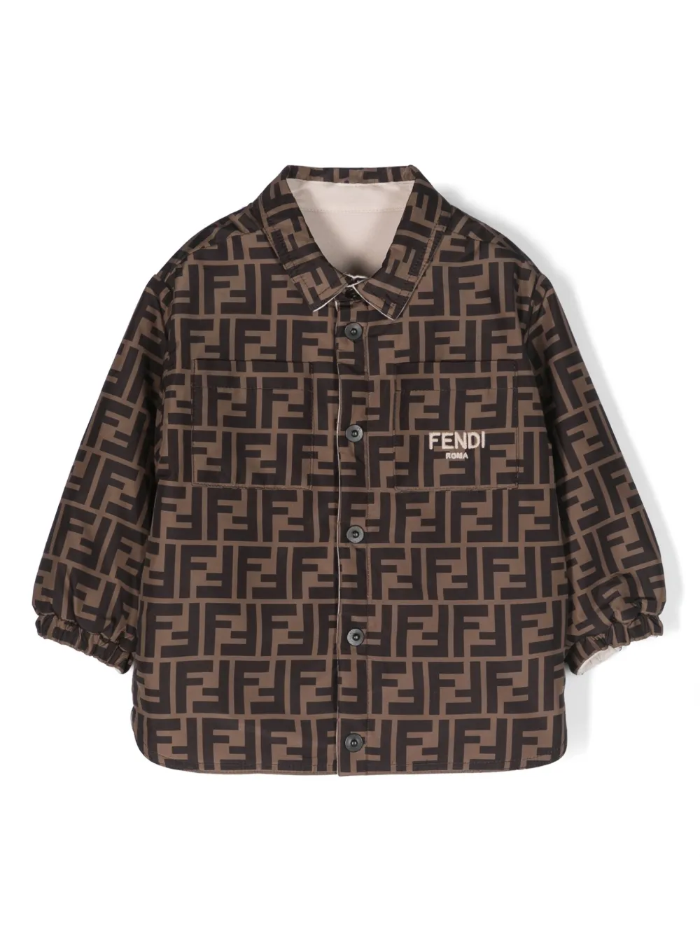 

Пуховик с логотипом FENDI KIDS, коричневый