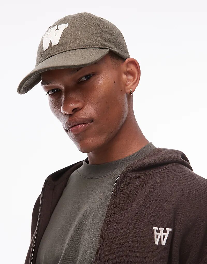 

Кепка с нашивкой-логотипом Double A By Wood Wood цвета шалфея