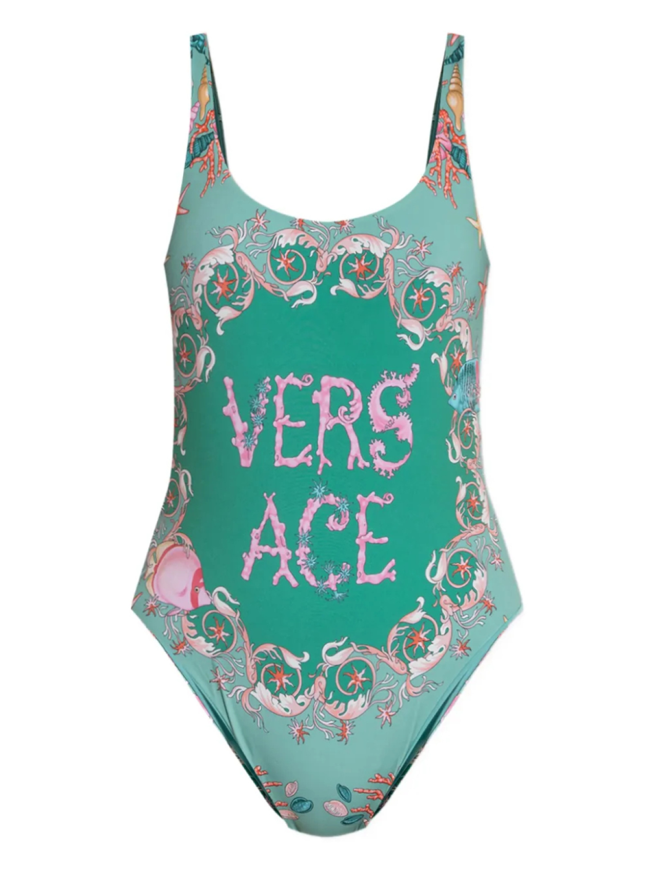 

Купальник с принтом Versace, зеленый