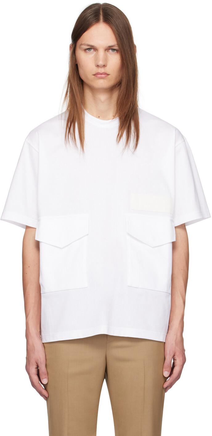 

Футболка с карманом-клапаном sacai, белый
