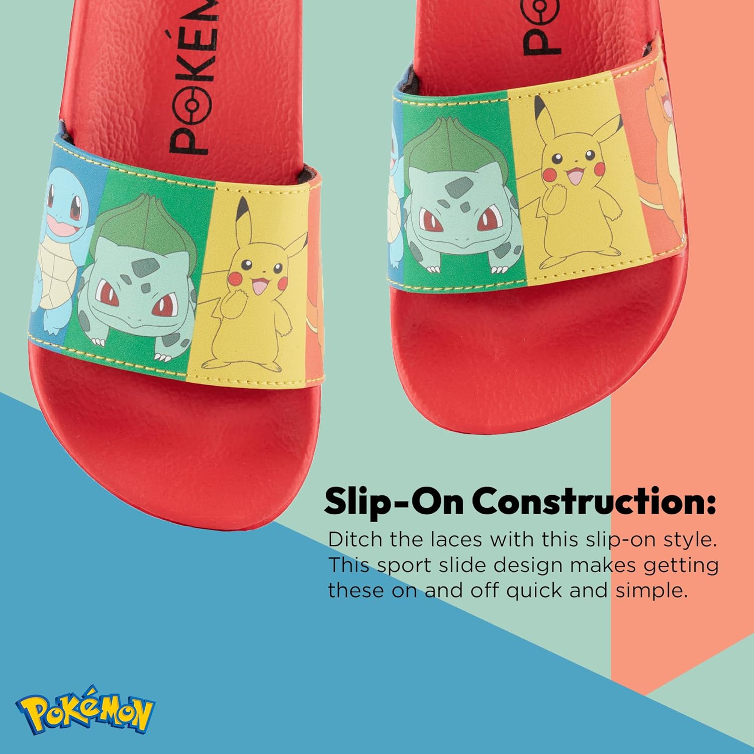 Детские шлепанцы Pokmon с Пикачу - шлепанцы с Пикачу, Эшем, Чармандером, Сквиртлом и Бульбазавром Pokemon, красный — фото 4