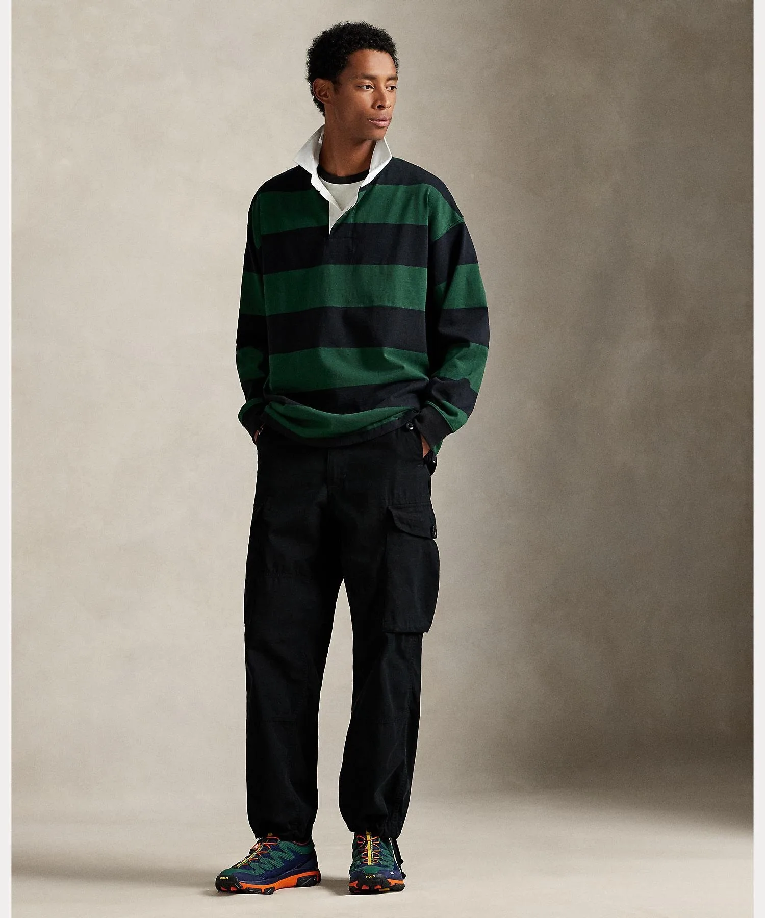 Полосатая регбийная рубашка большого размера Polo Ralph Lauren, 300 Green — фото 3