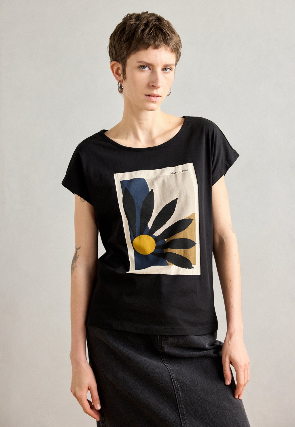 

Футболка с принтом SHORT SLEEVE BOAT NECK Marc O'Polo, черный