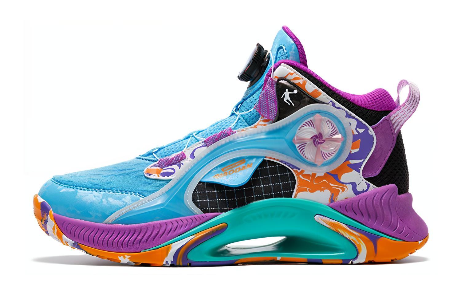 

QIAODAN Скользоустойчивые антиударные низкие детские баскетбольные кроссовки blue