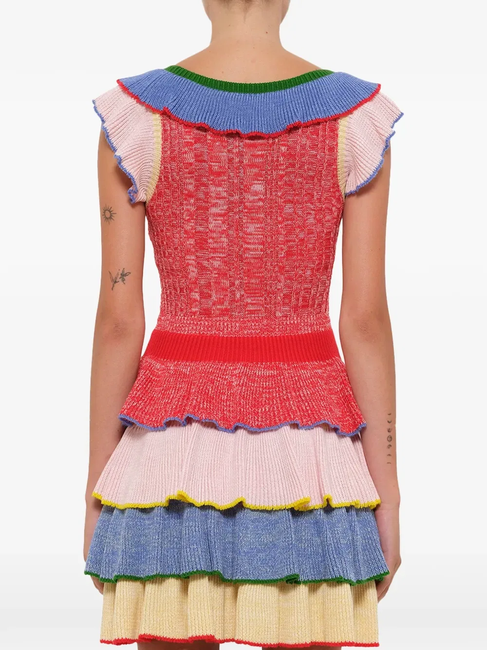 Вязаное многоярусное мини-платье Alexander Mcqueen, мультиколор — фото 4