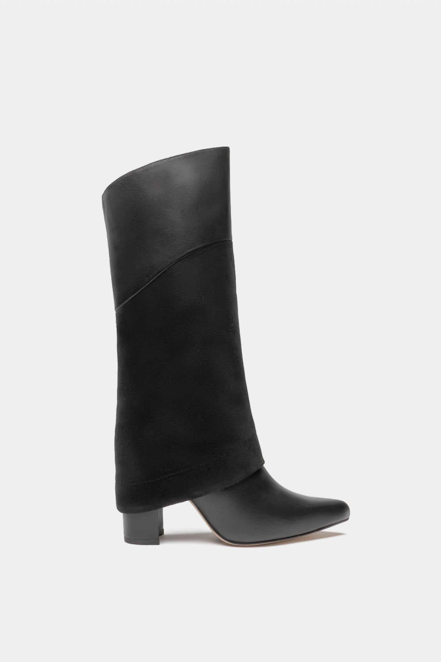 Женские высокие кожаные ботинки с накладками черные Dante Shoes