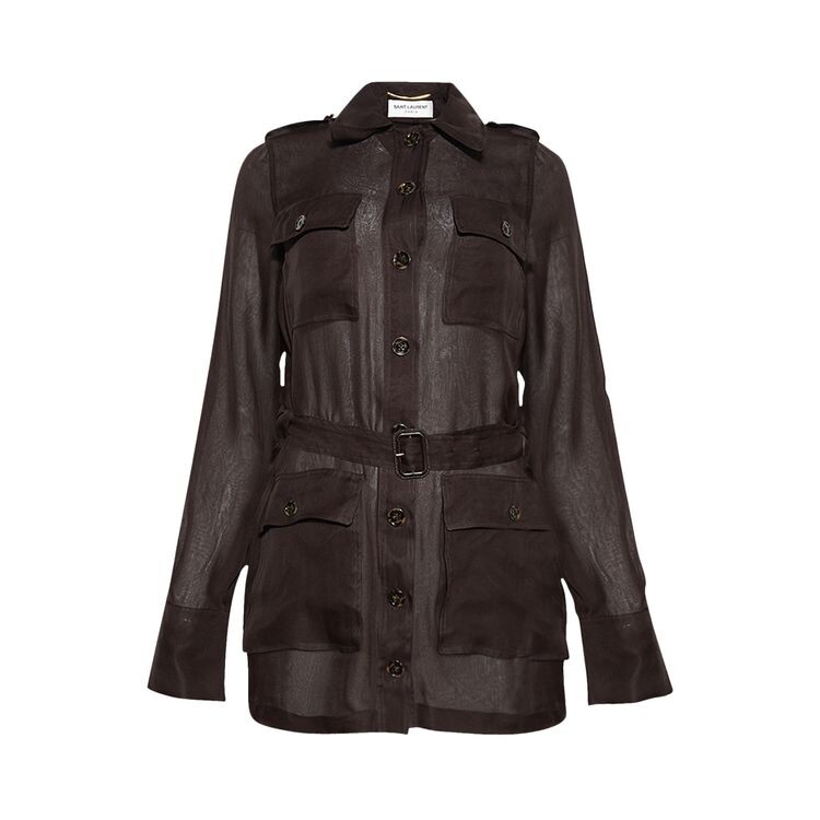 

Рубашка Saint Laurent Chiffon Shirt Dress Chocolat, коричневый