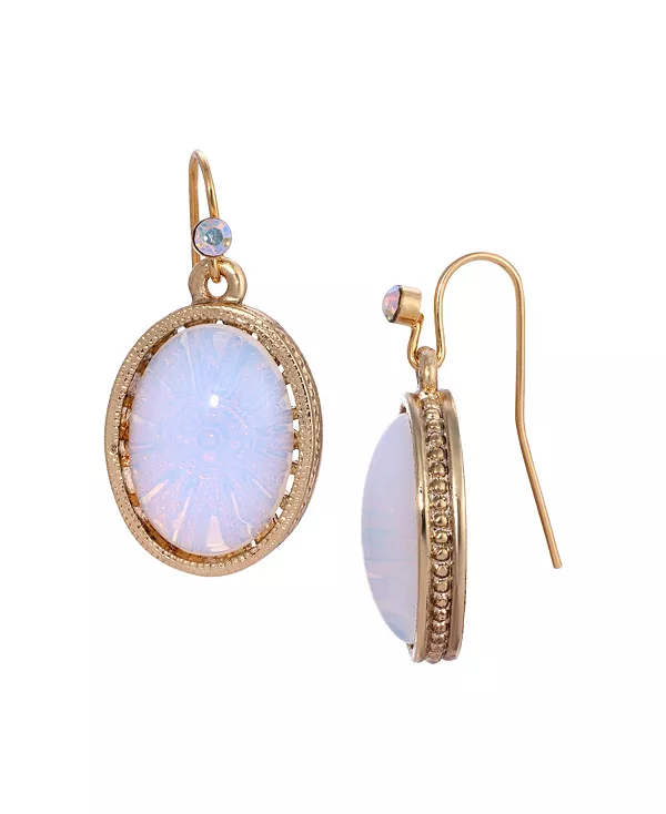 

Стеклянные овальные серьги-капли 2028, white