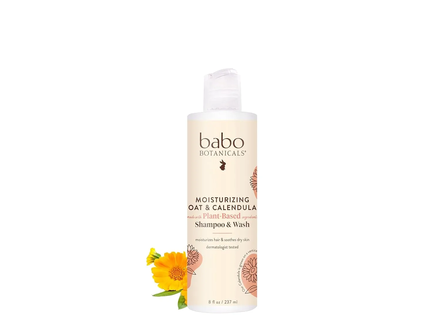 Babo Botanicals Moisturizing Oat & Calendula 2-in-1 шампунь и гель для душа - мягкое очищение для сухой или чувствительной кожи - безопасно для малышей, детей и всей семьи - легкий аромат - Vegan 237 мл (1 шт.)