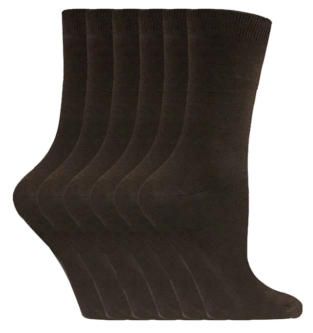 

6 пар женских однотонных хлопковых носков Sock Snob, коричневый