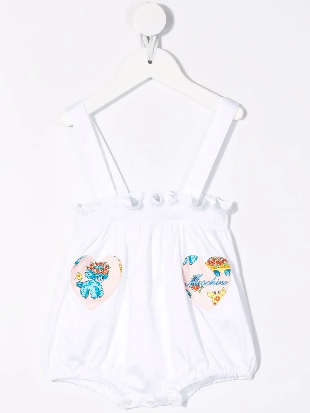 Комплект из комбинезона и шапки бини с графичным принтом Moschino Kids, белый — фото 2