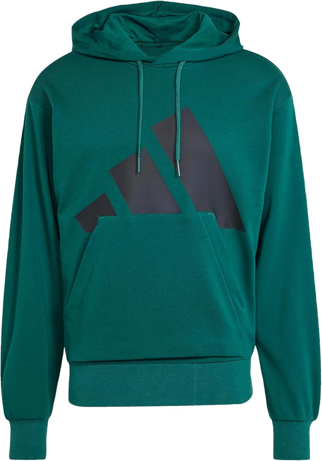 Толстовка Adidas Essentials Big Logo French Terry с капюшоном, зеленый/черный