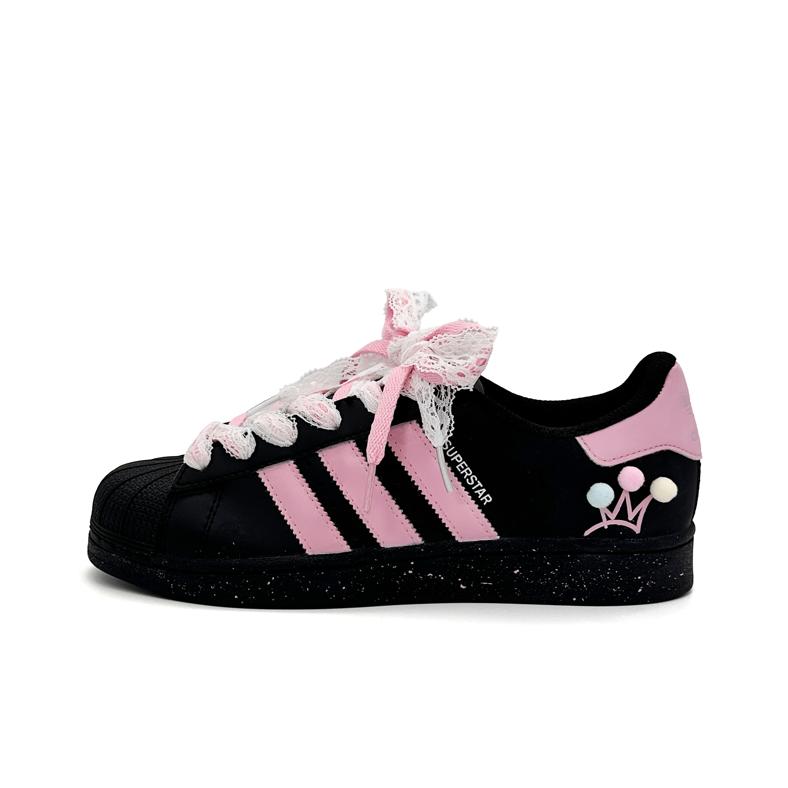 

Superstar 2 Pink Crown устойчивые к истиранию низкие детские скейтбординг кроссовки pink Adidas Originals, черный