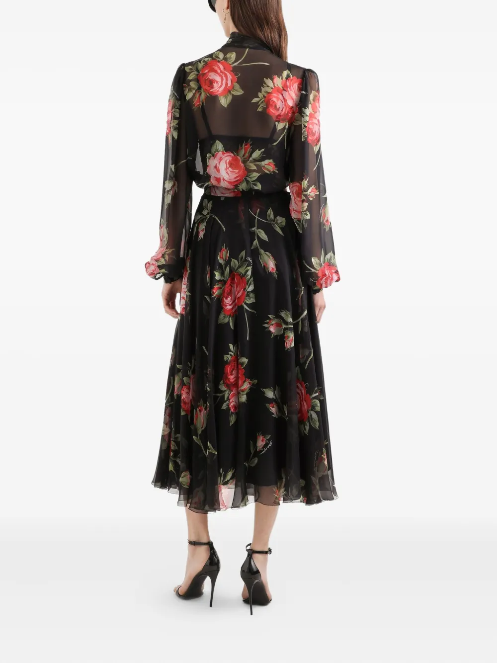 Блузка с цветочным принтом Dolce & Gabbana, черный — фото 3