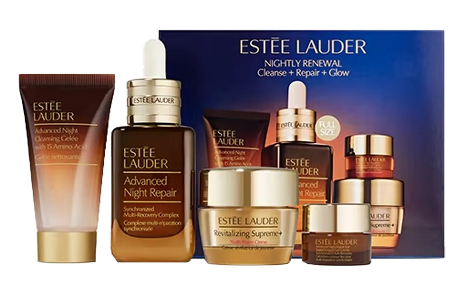 ESTEE LAUDER Набор для ухода за кожей Limited Edition Small Brown Bottle Box из четырех предметов: увлажнение и восстановление, Four-Piece Set: Cleansing Lotion 30ml+Serum 50ml+Essence Cream 15ml+Eye Cream 5ml