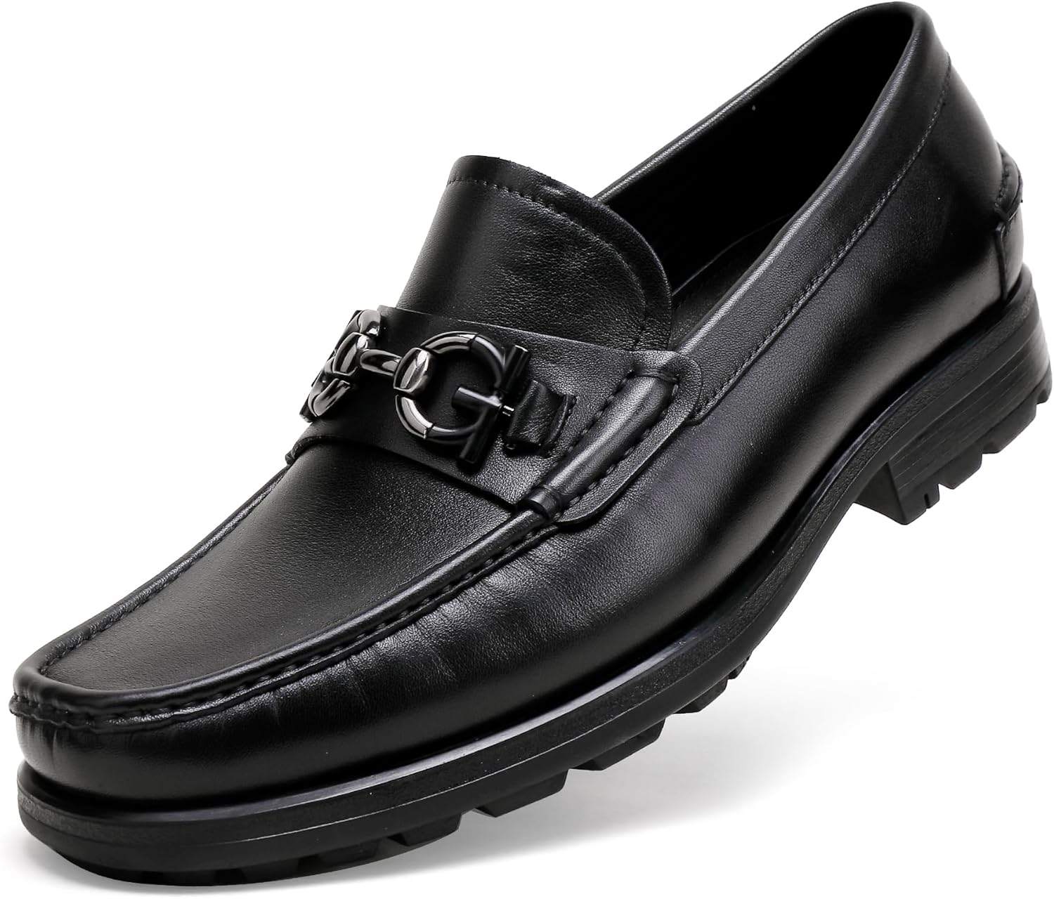 

Классические мужские туфли, высокоделовые туфли с пряжкой и мокасиновым носком, повседневные лоферы без шнурков Golden Coxes Family, черный