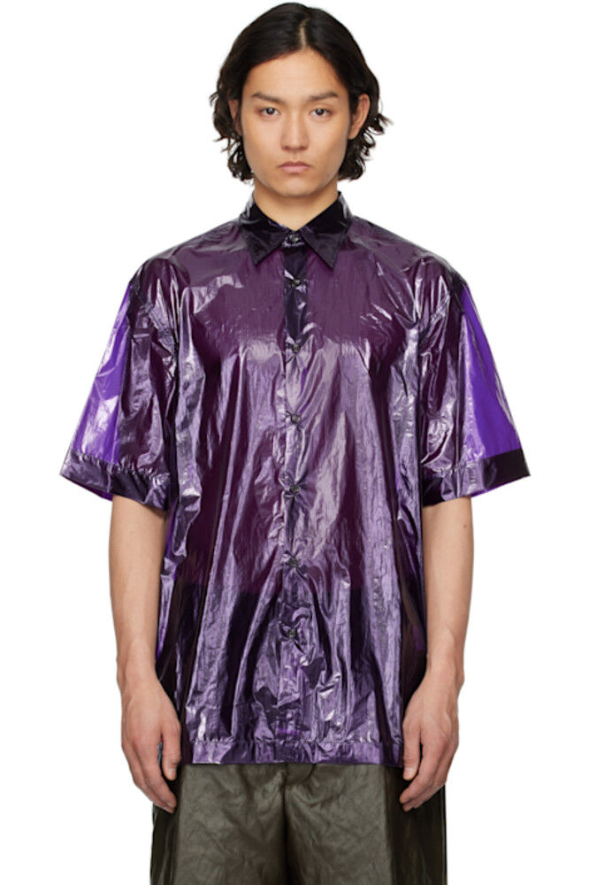 

Фиолетовая прозрачная рубашка Dries Van Noten