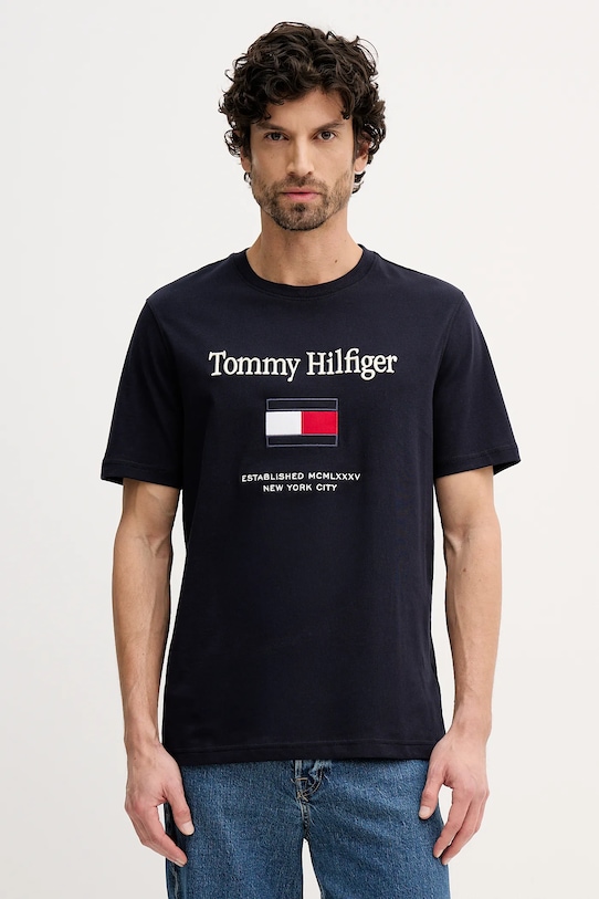 

Хлопковая футболка Tommy Hilfiger, темно-синий
