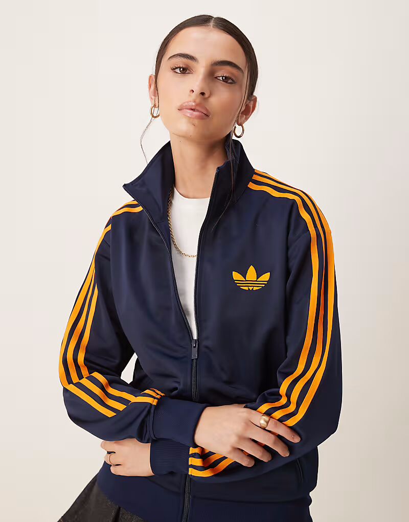 

Свободный спортивный топ Adidas Originals Firebird в темно-синем и оранжевом цветах