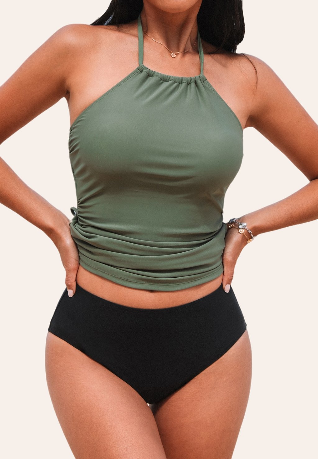 

Бикини NECKLINE PLEATED SET Cupshe, темно-зеленый