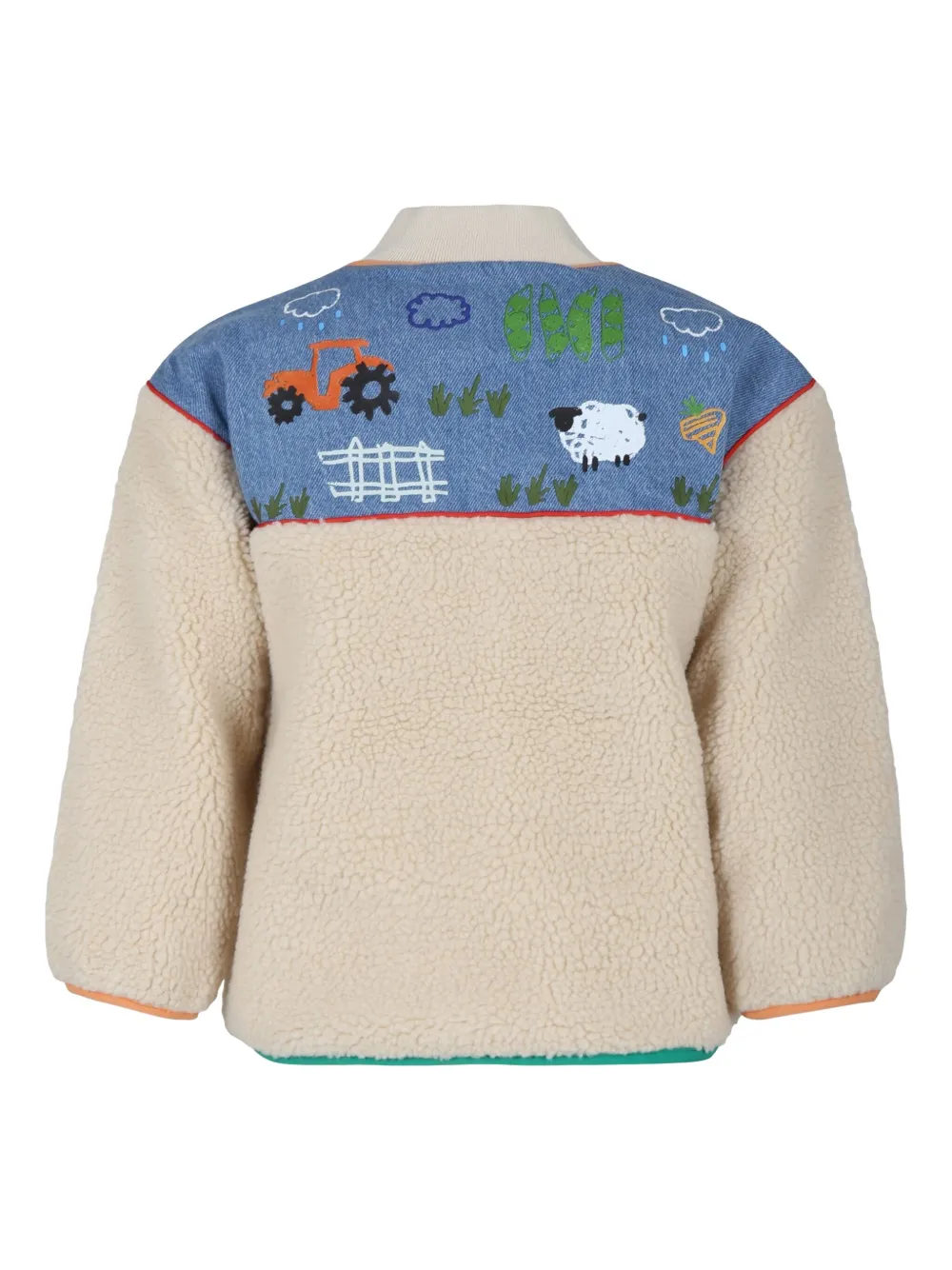 Куртка из искусственного меха с джинсовой отделкой Stella McCartney Kids, нейтральный — фото 2