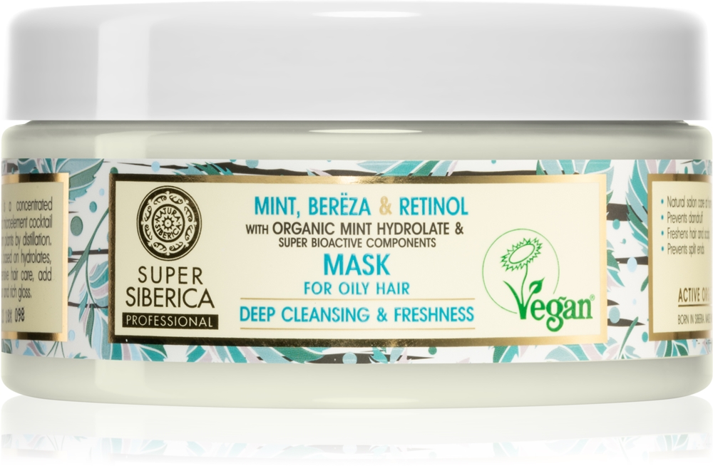 

Очищающая маска с мятой, березой и ретинолом для жирных волос Natura Siberica, 300 мл