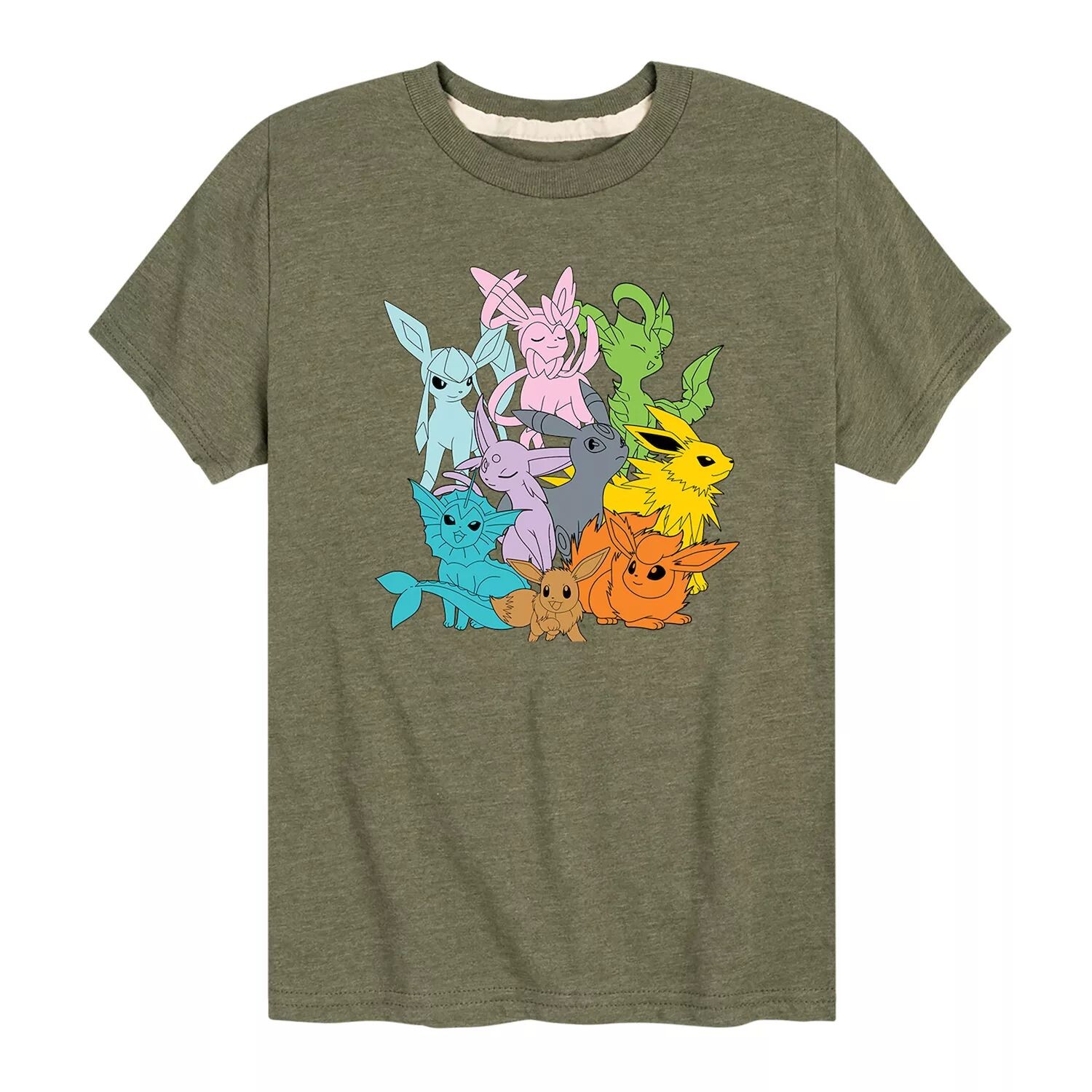 

Футболка с рисунком Pokémon Eevolutions для мальчиков 8–20 лет Licensed Character, зеленый