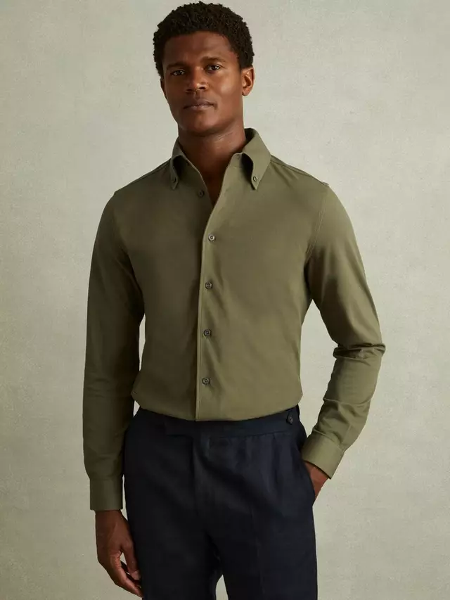 

Рубашка Reiss Malone Garment Dyed Cotton Pique Oxford