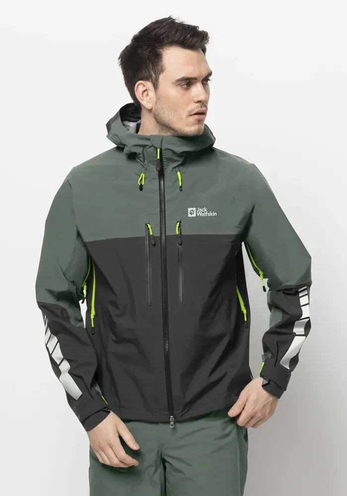 

Велосипедная куртка Jack Wolfskin "MOROBBIA 3L JKT M", с капюшоном, зеленый