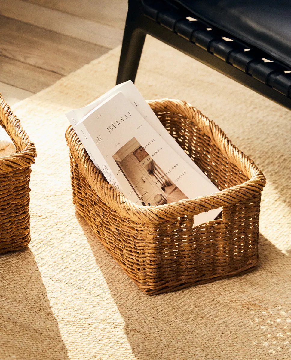 

Прямоугольная плетеная корзина Zara Home, светло-бежевый