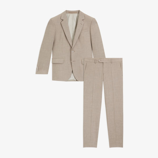 

Бекхэм x boss slim-fit однобортный шерстяной костюм Boss, бежевый