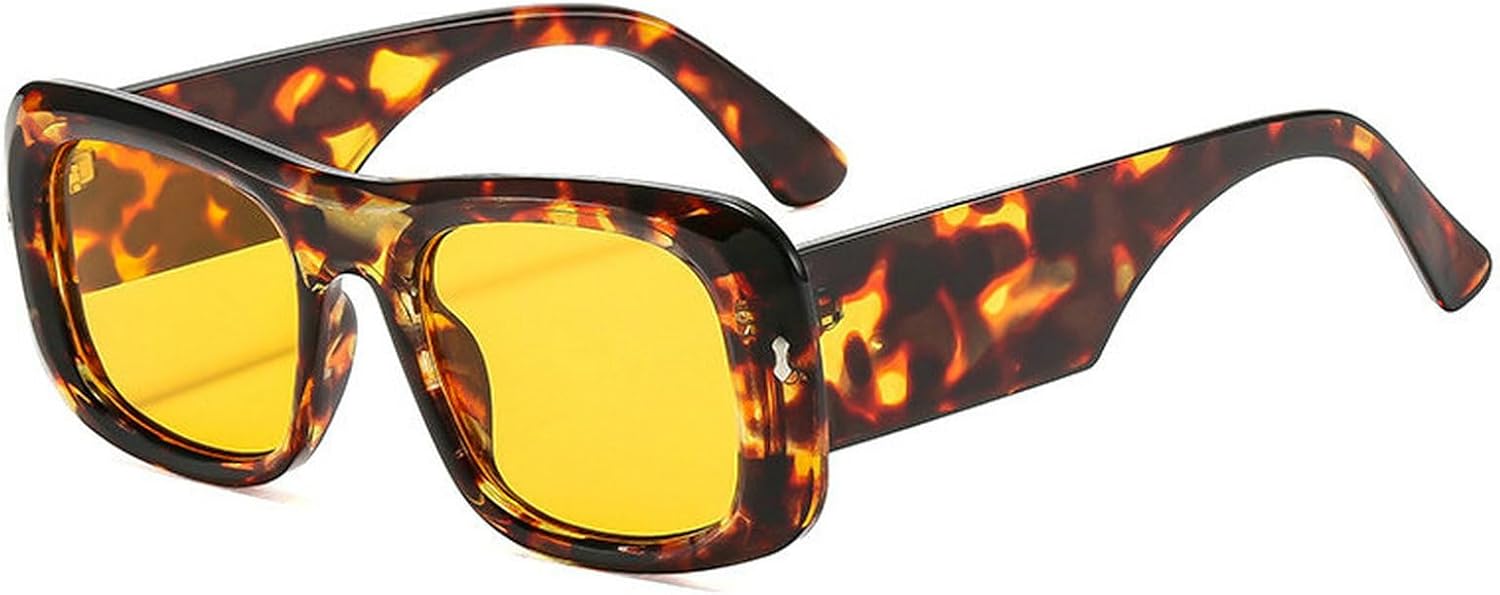 

Солнцезащитные очки COTIA квадратной формы для женщин и мужчин, в стиле ретро, ​​прямоугольные, с широкими дужками, стильные, с декоративным оформлением, Leopard Orange