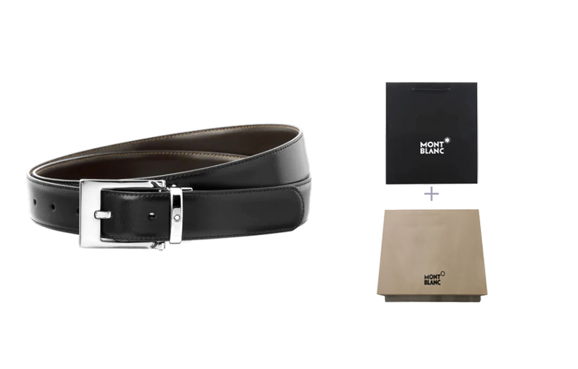 

MONTBLANC Кожаный мужской ремень черный шириной 3 см, Box