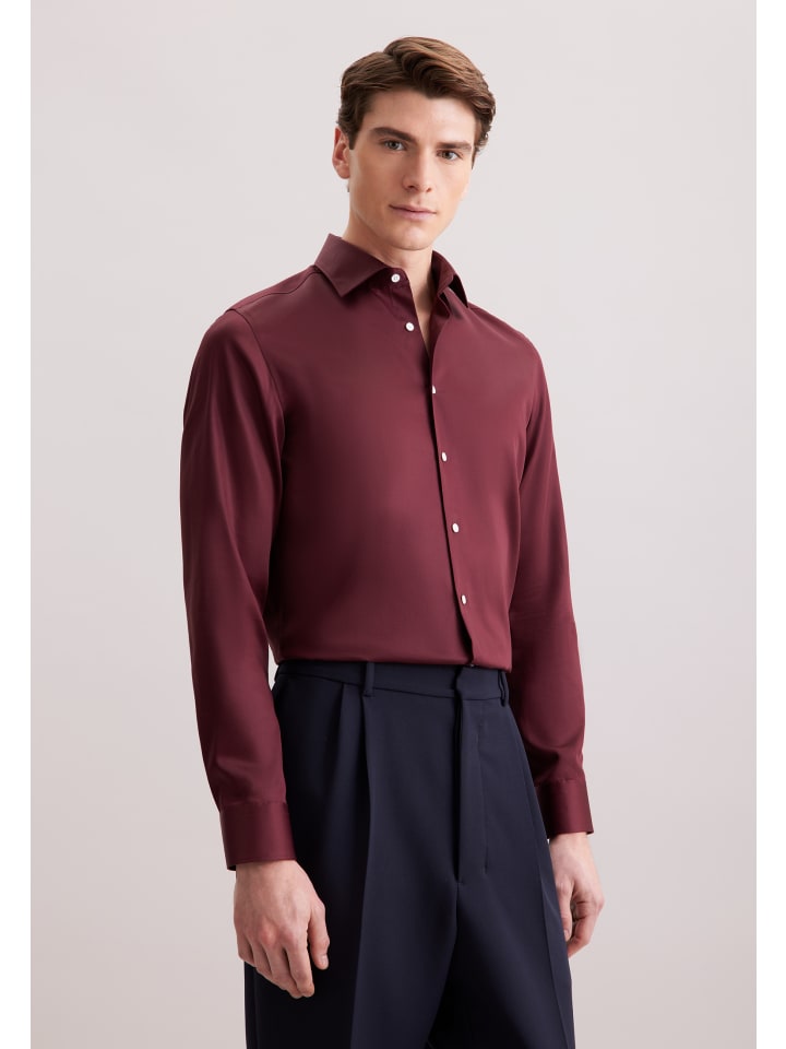 

Деловая рубашка узкого кроя красного цвета Seidensticker