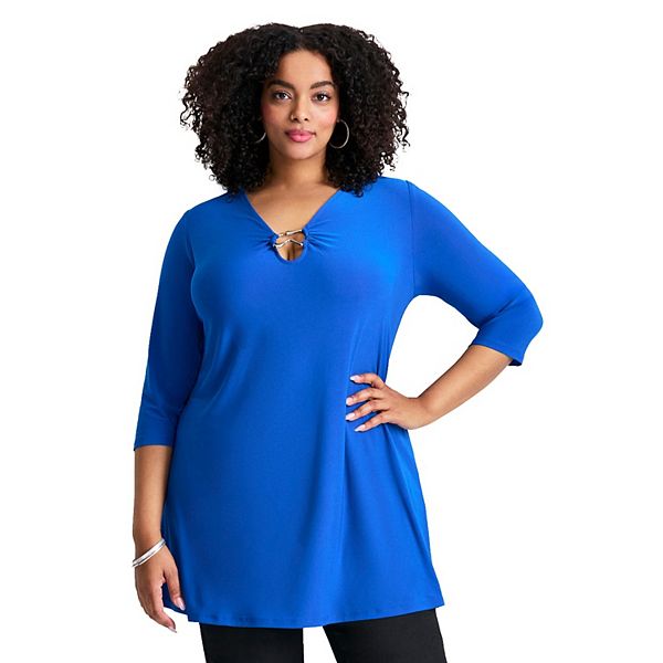 

Женский топик с кольцевыми деталями plus size Avenue, Ultra Blue
