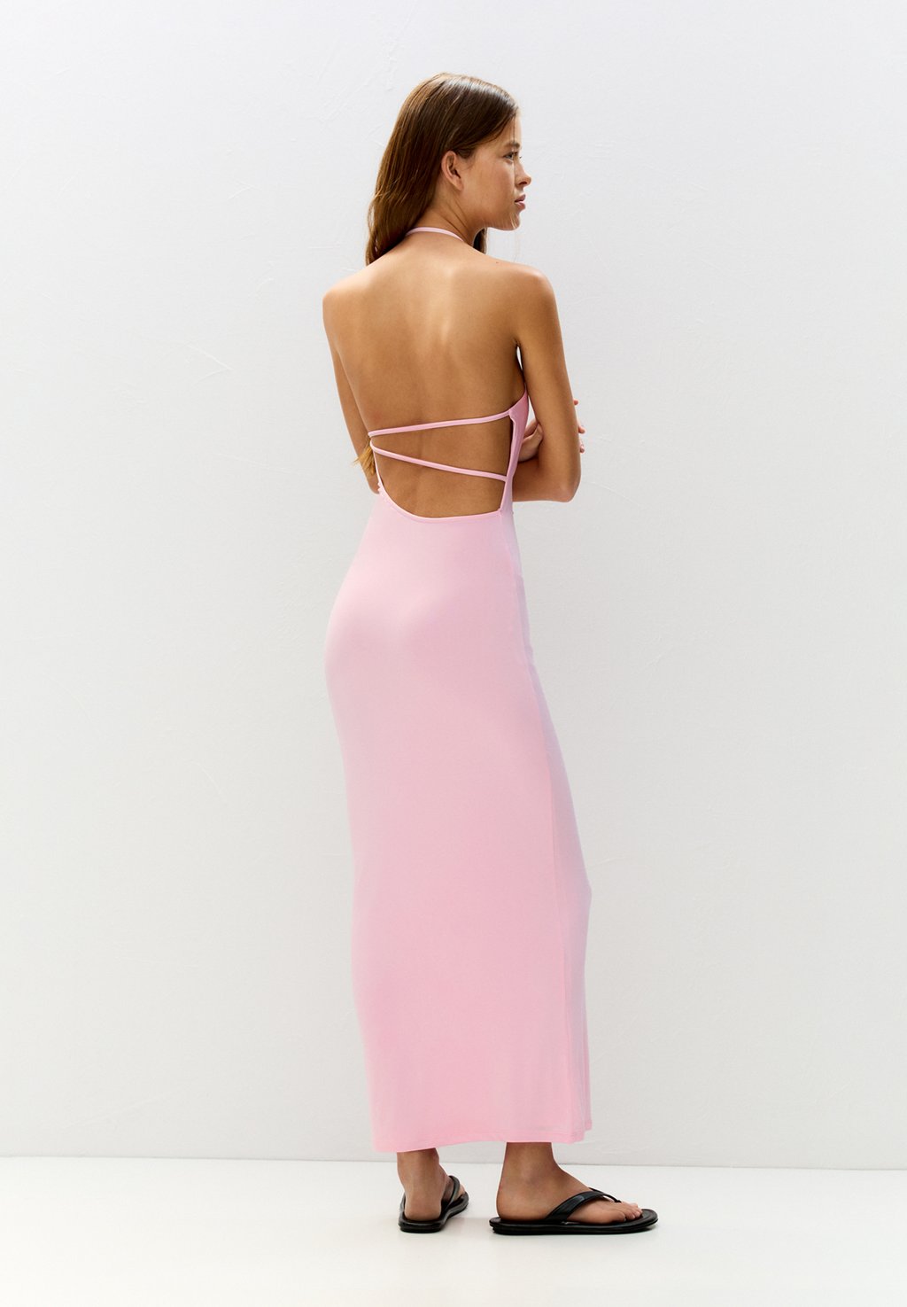 

Платье макси GATHERED - Jersey dress PULL&BEAR, розовый