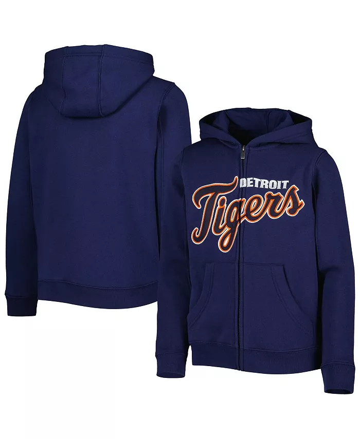 

Большая толстовка на молнии с принтом Detroit Tigers Wordmark для мальчиков и девочек, цвет navy Outerstuff