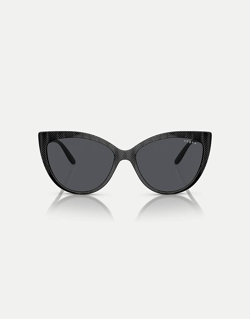 

Черные солнцезащитные очки «кошачий глаз» Vogue Eyewear с серыми линзами