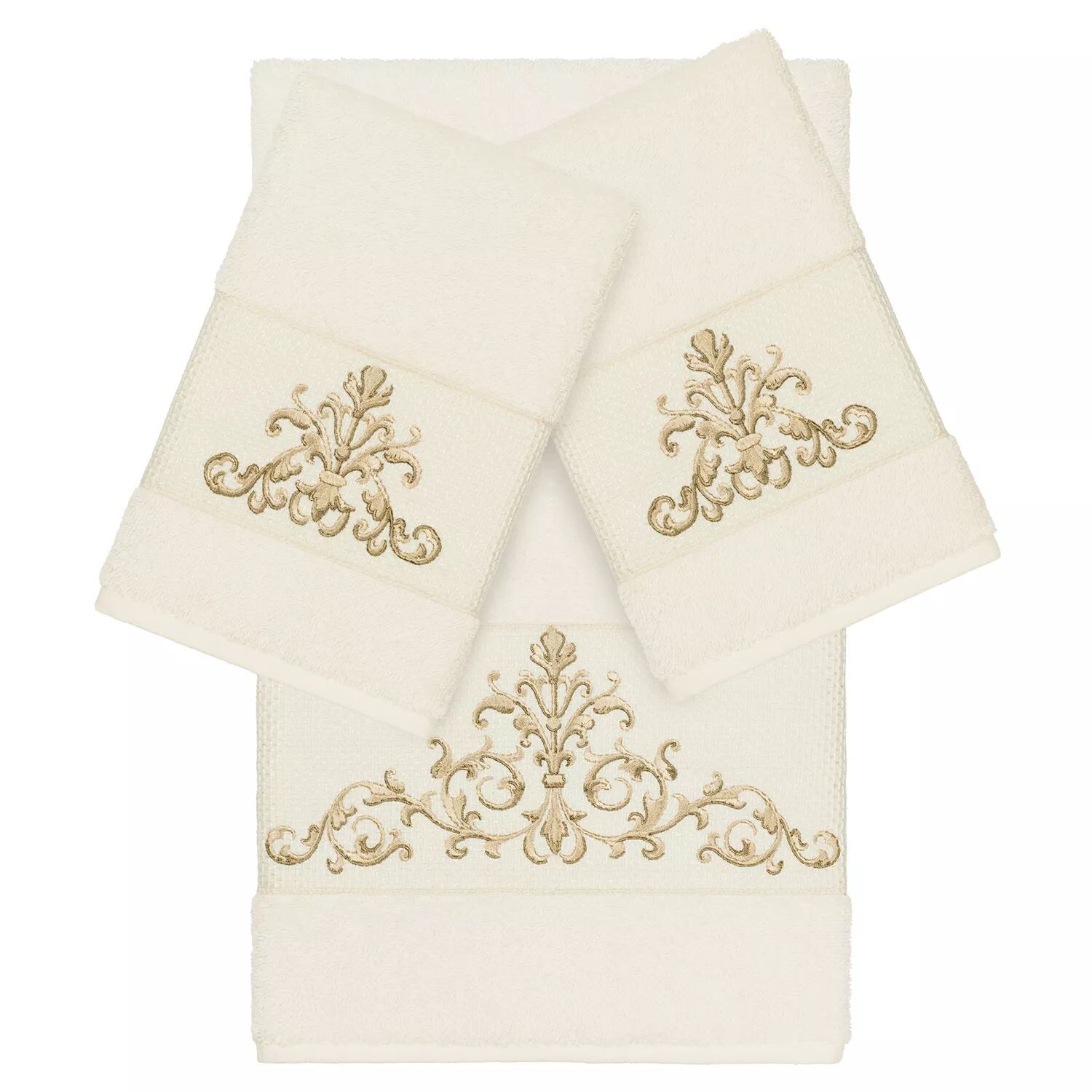 

Linum Home Textiles Набор из 3-х банных полотенец с украшением Scarlet, бежевый