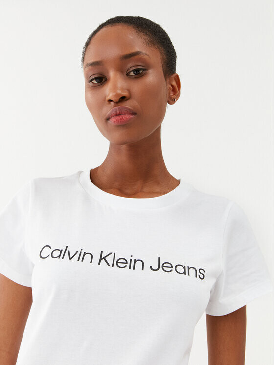 Футболка белая приталенного кроя Calvin Klein, белый — фото 4
