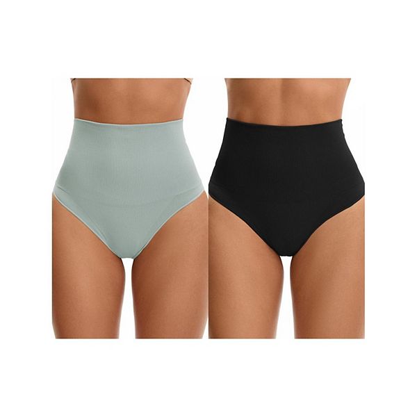 

2 упаковки женских стрингов-утягивающего белья для контроля живота с высокой талией Inspire Chic, Black Blue