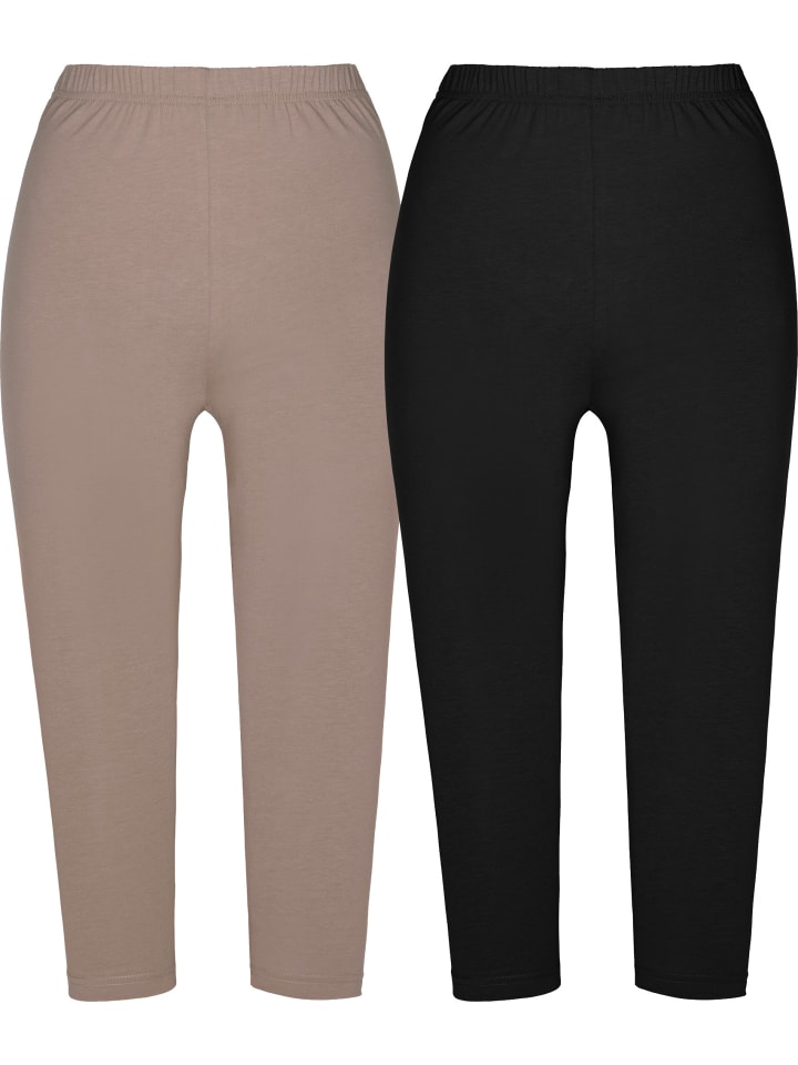 

Леггинсы-капри из одинарного джерси в упаковке по 2 шт., серо-коричневого/черного цвета REDBEST