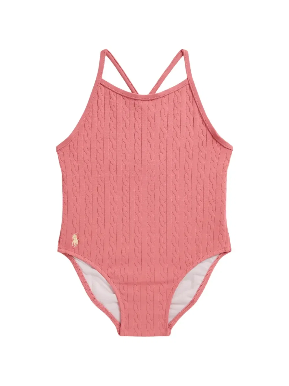 Жаккардовый купальник с вышивкой Polo Ralph Lauren Kids, розовый