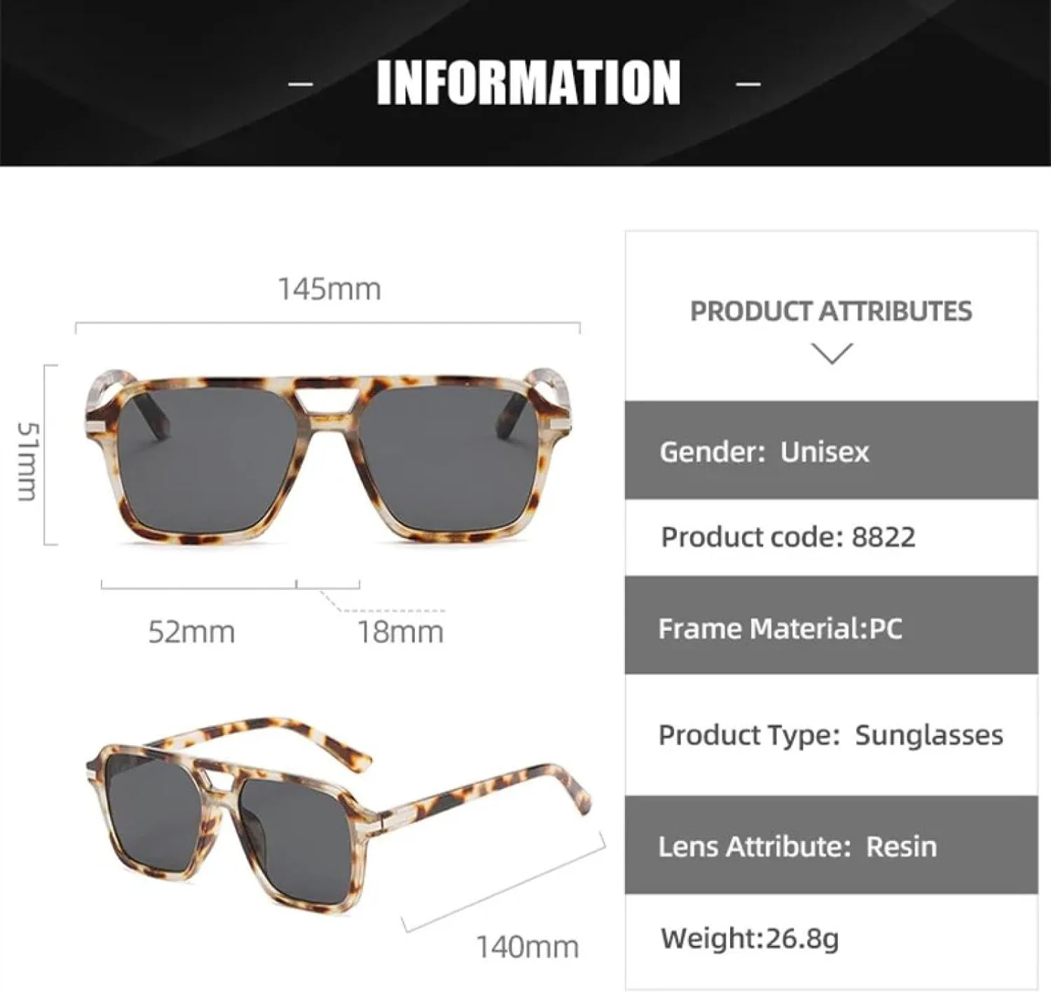 

Модные солнцезащитные очки для женщин и мужчин в стиле ретро с леопардовым принтом, увеличенного размера, с градиентными линзами, для вождения TVTBBVV, Clear Blue