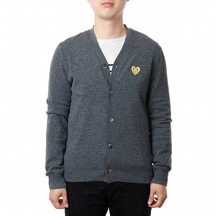 Кардиган COMME des GARCONS PLAY Kint Cardigan Gold Emblem 'Grey' AZ-N050-051-3, серый — фото 2